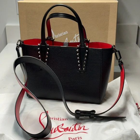 Christian Louboutin Black Cabata Tote Shoulder Bag with Red Interior NWT + COA - Picture 10 of 15